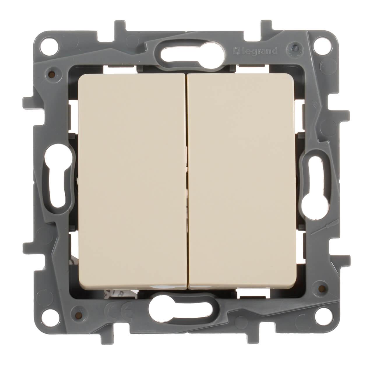выключатель двухклавишный legrand etika 10a 250v белый 672202