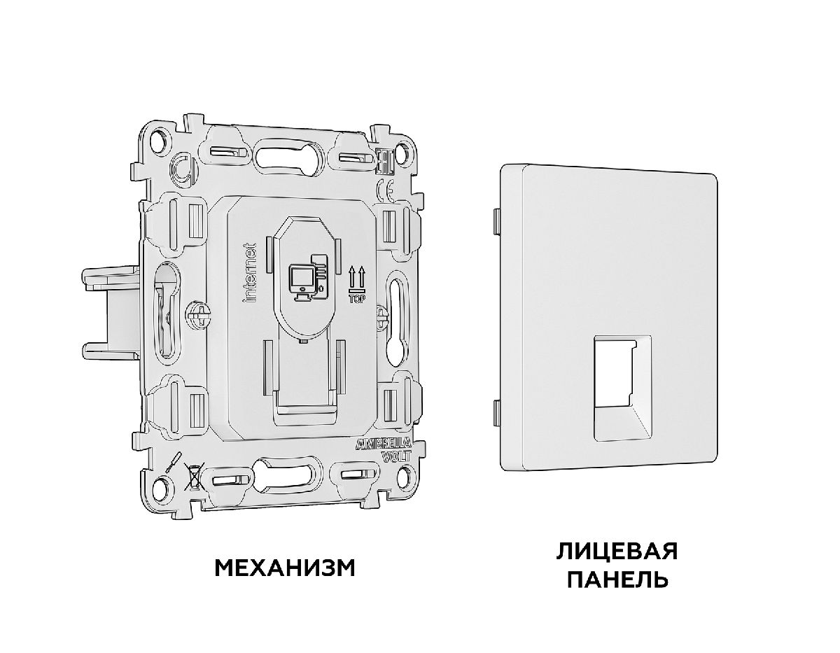 комплект механизма компьютерной розетки rj-45(8p8c) cat6 со шторкой ambrella volt alfa ma512010