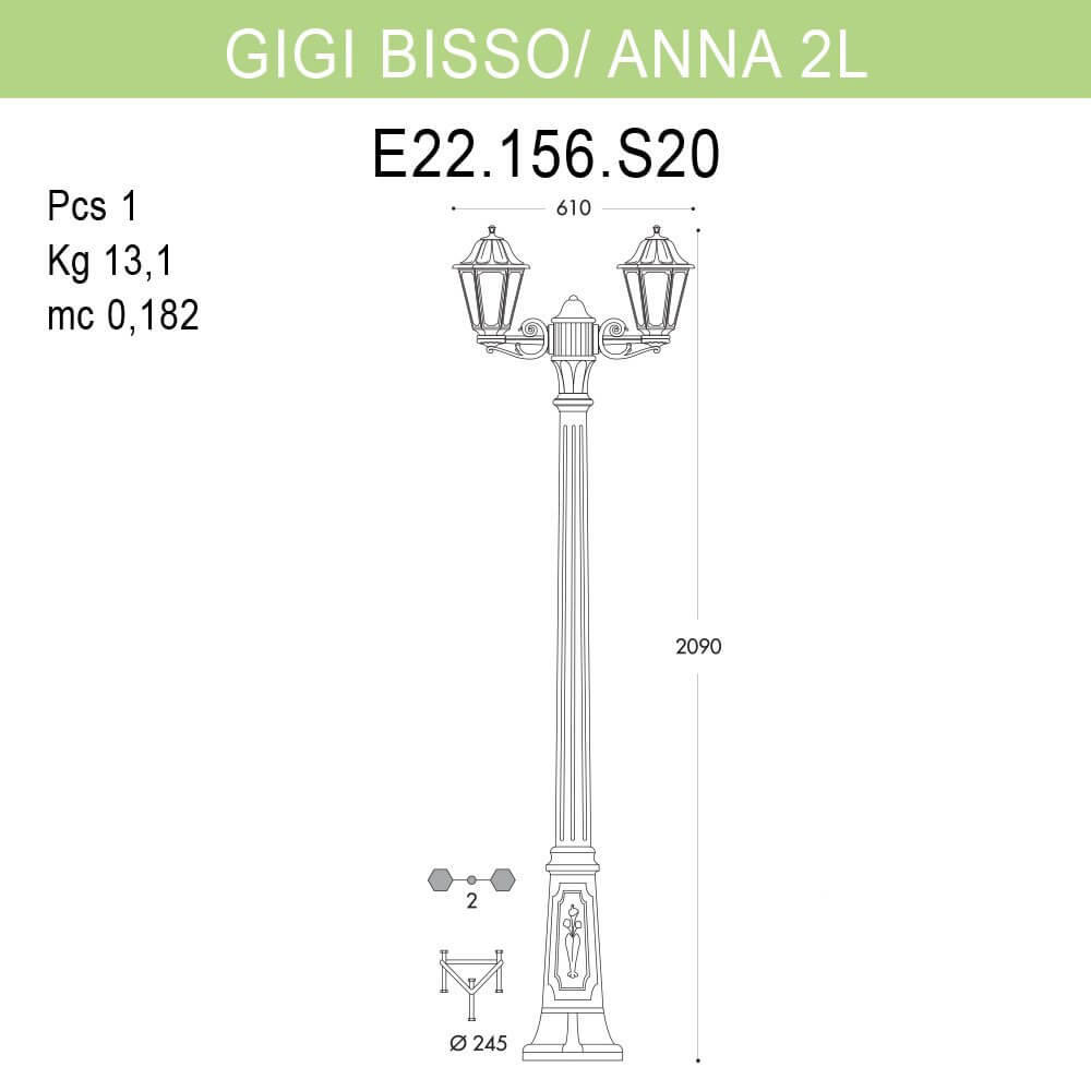 уличный фонарь fumagalli gigi bisso/anna e22.156.s20.wyf1r