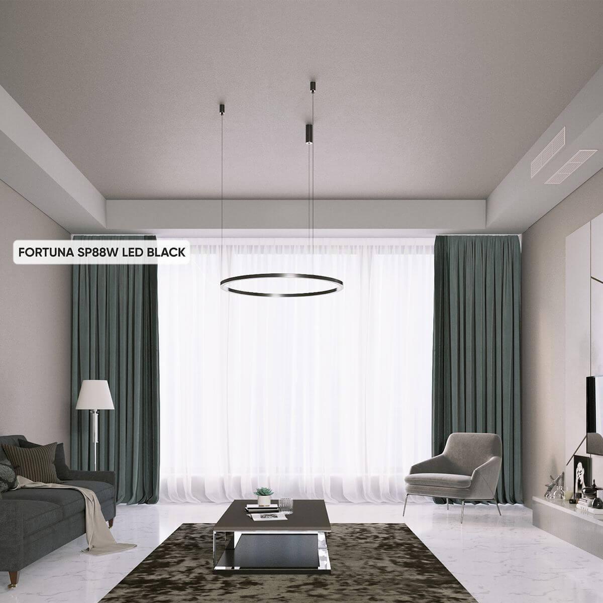 подвесной светодиодный светильник crystal lux fortuna sp88w led black