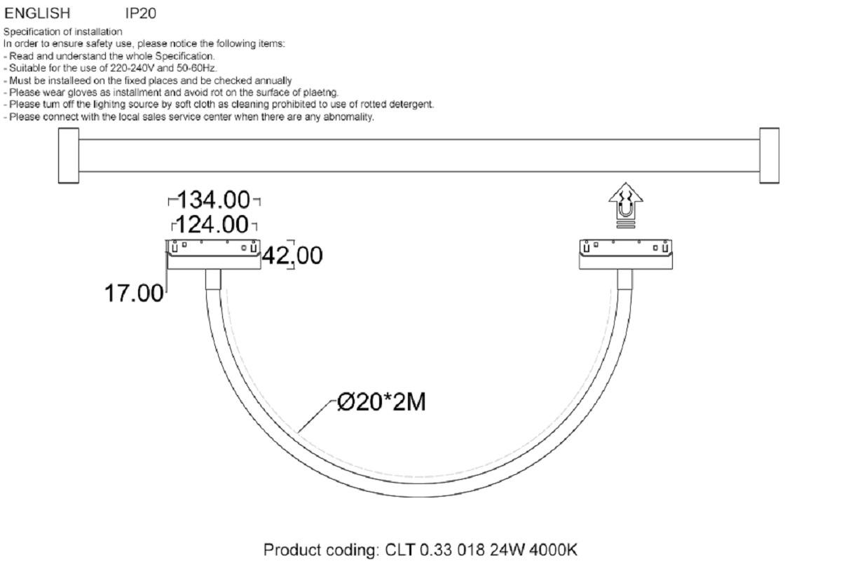 трековый светодиодный светильник для магнитного шинопровода crystal lux space clt 0.33 018 24w bl 4000k