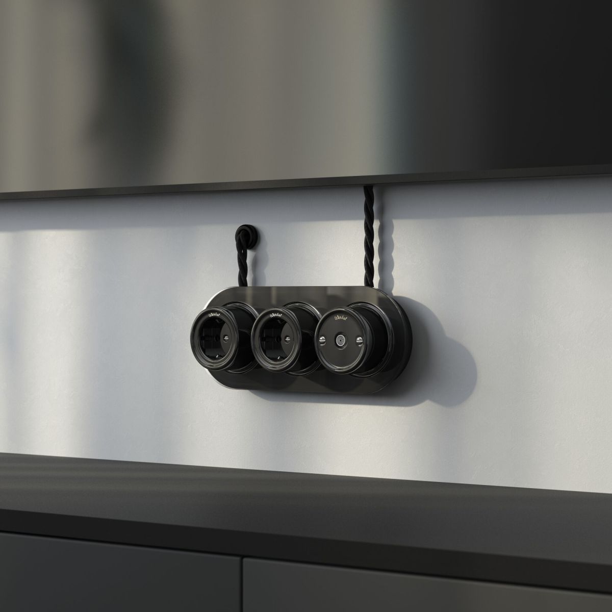 тв розетка werkel (черный) ретро w5683008 4690389166778 a051449