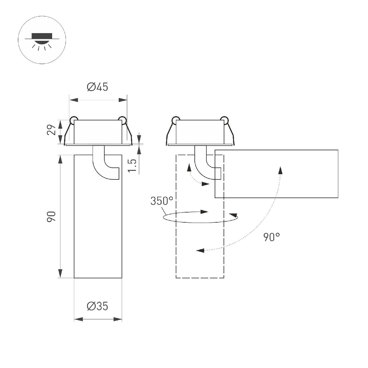 встраиваемый спот arlight sp-nuance-built-flap-r35-7w day4000 049906