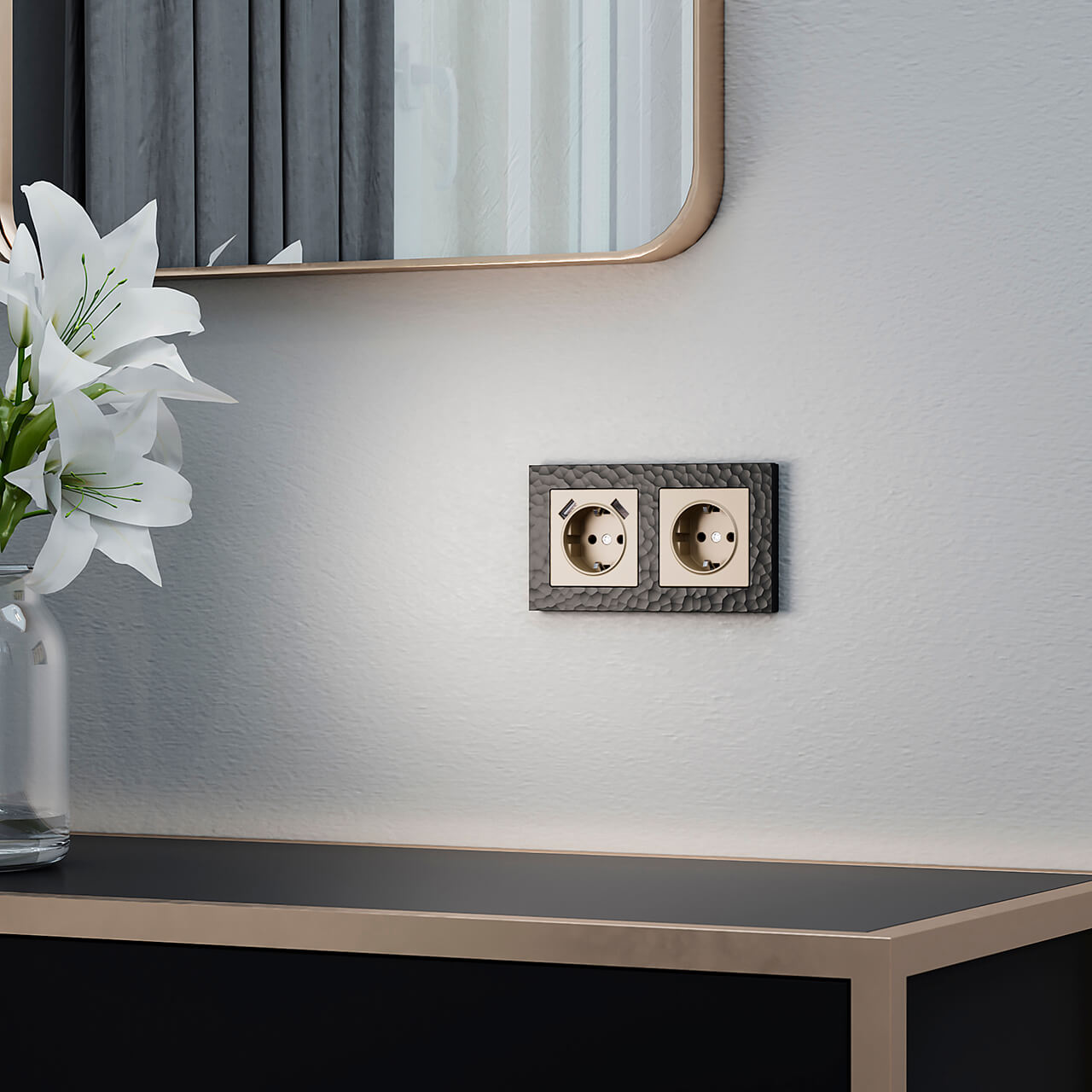 накладка для розетки usb werkel шампань w1179511 4690389157462