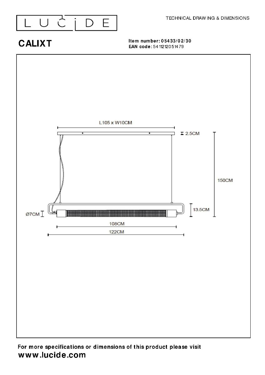 подвесной светильник lucide calixt 05433/02/30