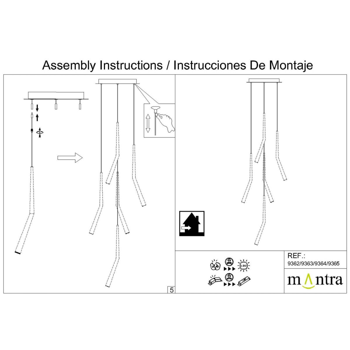 подвесная люстра mantra arrecife 9362+9211 (5l)