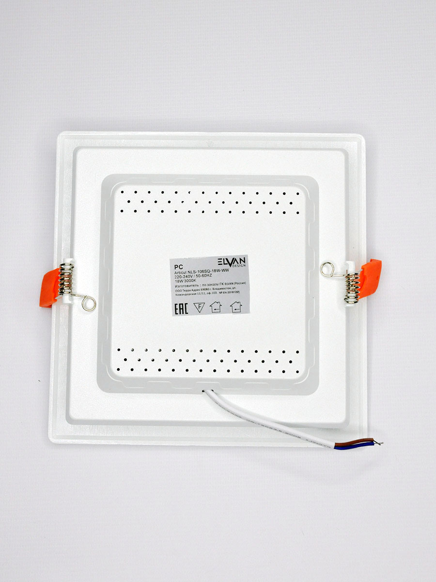 встраиваемый светильник elvan vls-106sq-18w-ww-wh