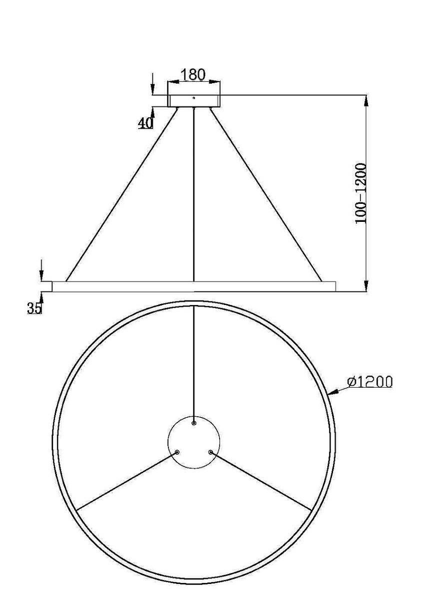 подвесной светодиодный светильник maytoni rim mod058pl-l65bk