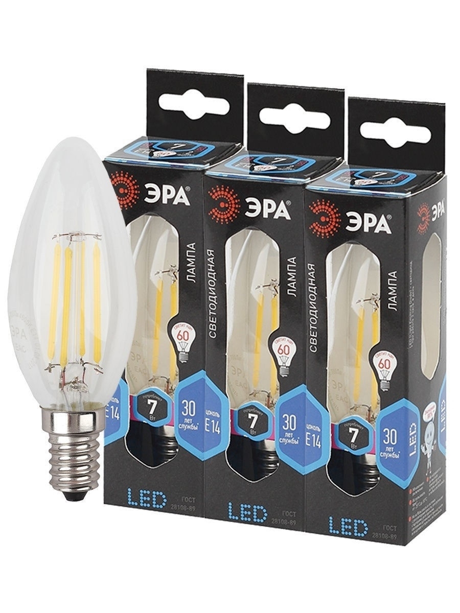 лампа светодиодная эра e14 7w 4000k f-led b35-7w-840-e14 б0027943