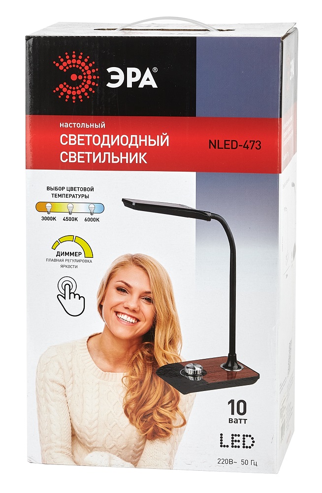 настольная лампа эра nled-473-10w-bk б0033305