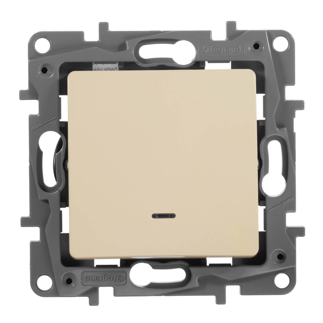 переключатель одноклавишный legrand etika с подсветкой 10a 250v белый 672215