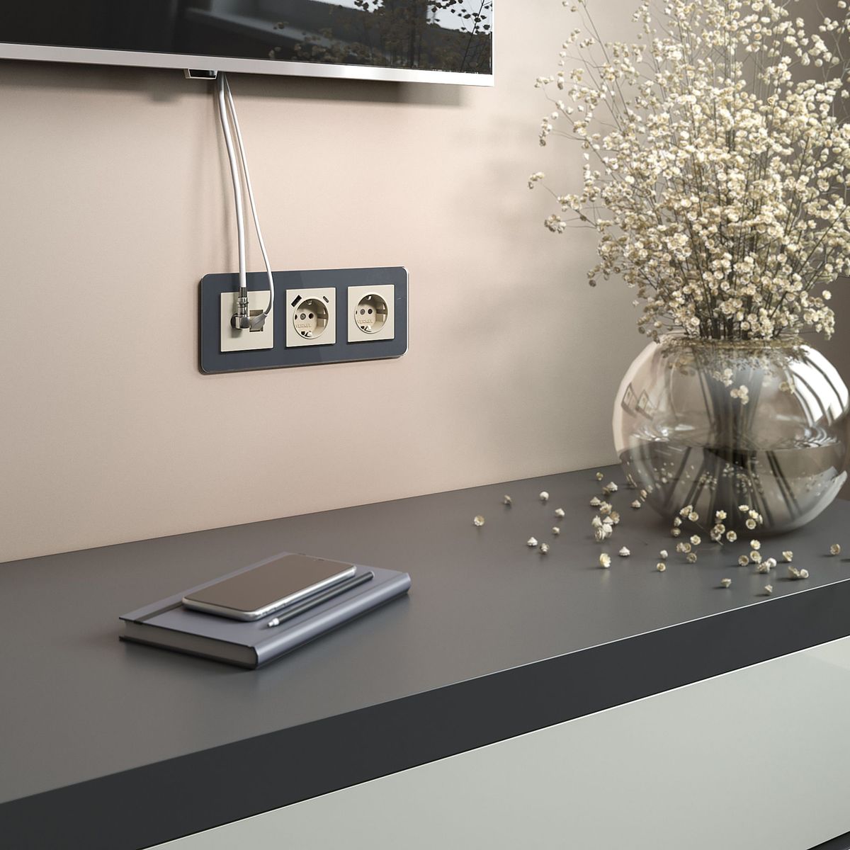 рамка из стекла на 3 поста werkel elite графит 4690389180774 w0032440