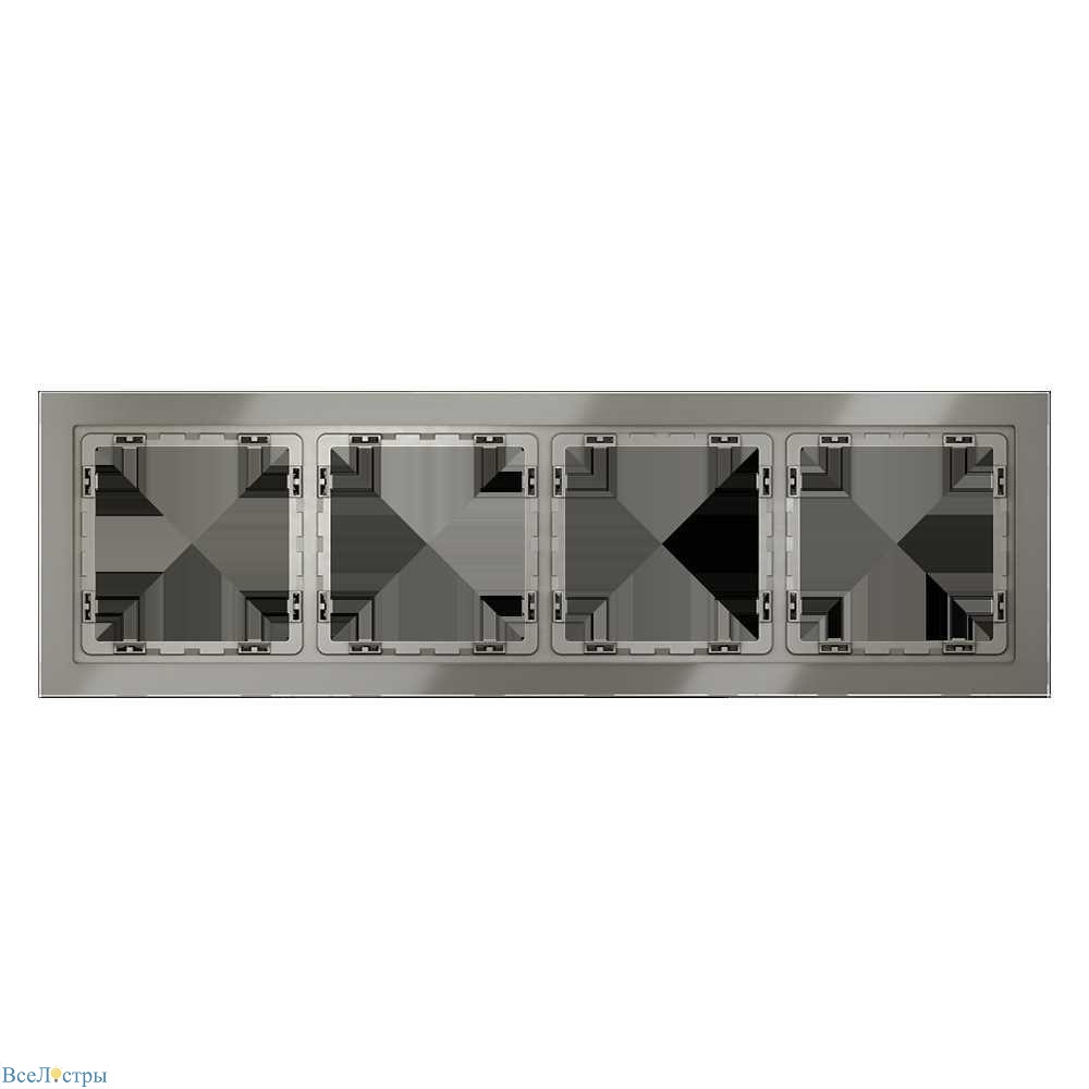 рамка стеклянная voltum s70 на 4 поста, (шелк, стекло) vls110404