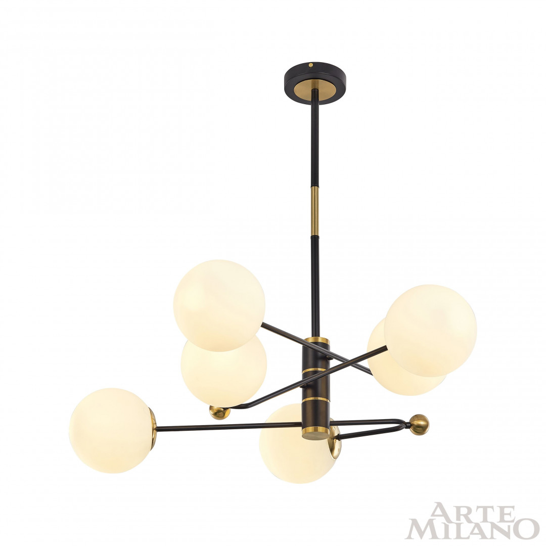 люстра на штанге arte milano 272708/6 bk/gd