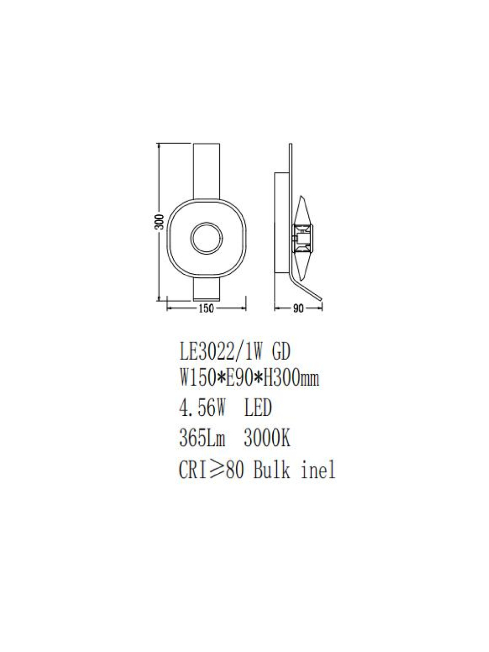 бра illusion le3022/1w gd