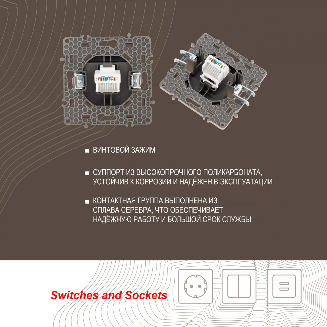 розетка rj45 arte milano 217.45-1.shampan