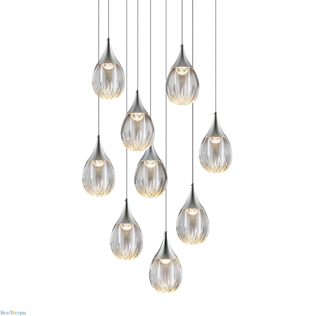 каскадная люстра delight collection stilla md24001004-9a chrome/clear