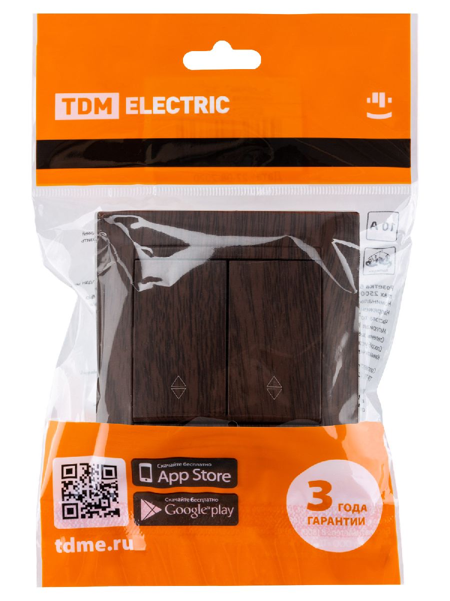 выключатель двухклавишный на 2 направления лама tdm electric sq1815-0407