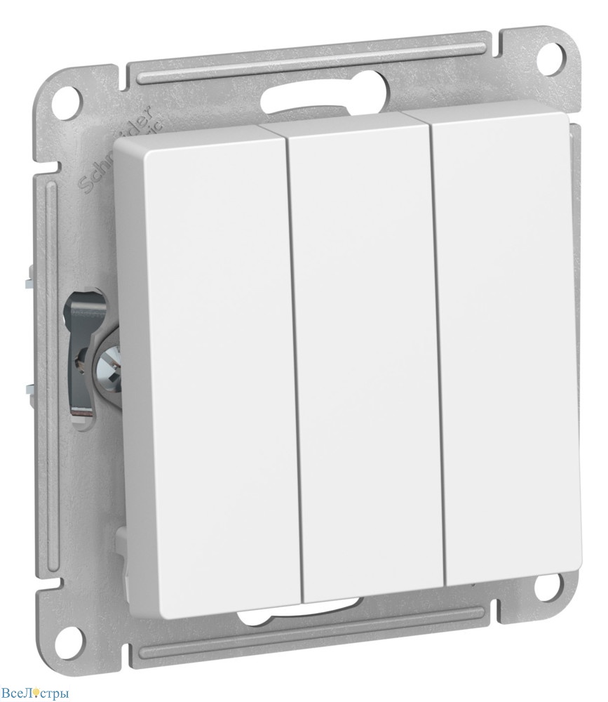 выключатель 3-клавишный, сх.1+1+1, 10ах systeme electric atlasdesign лотос atn001331