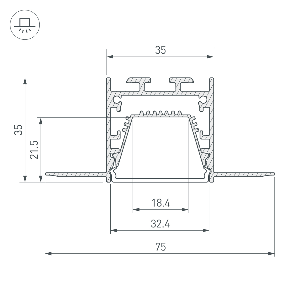 профиль arlight linia32-fantom-tray-3000 anod (алюминий) 062190