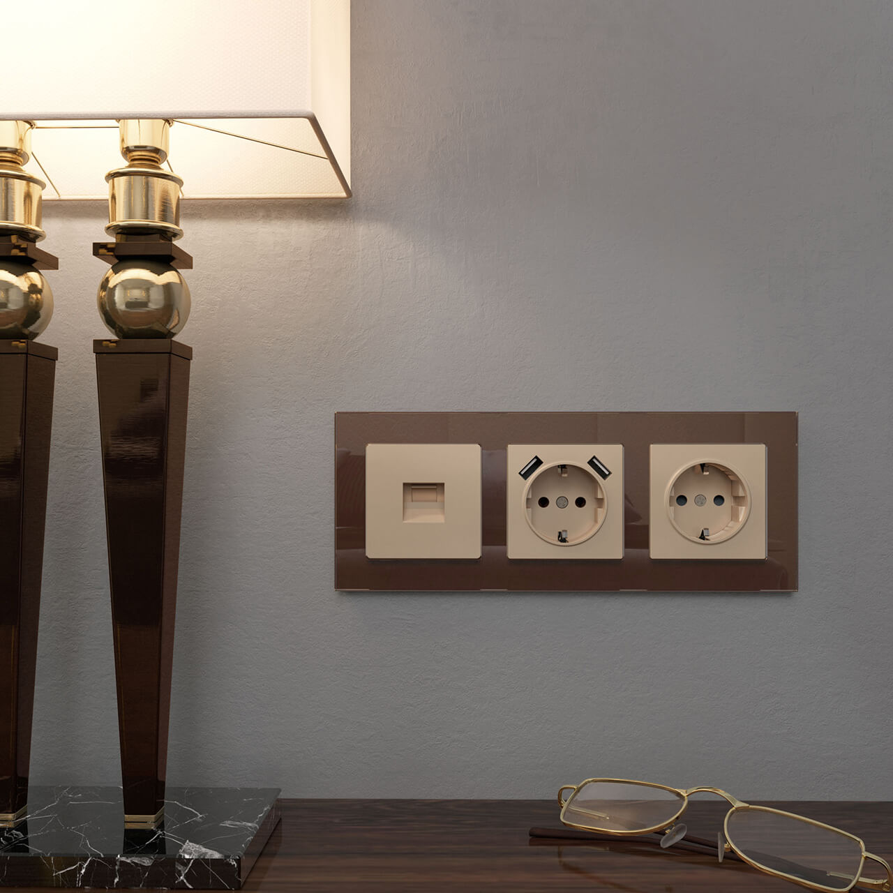 накладка для розетки usb werkel шампань w1179511 4690389157462