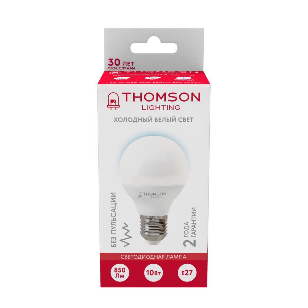 лампа светодиодная thomson e27 10w 6500k шар матовая th-b2320