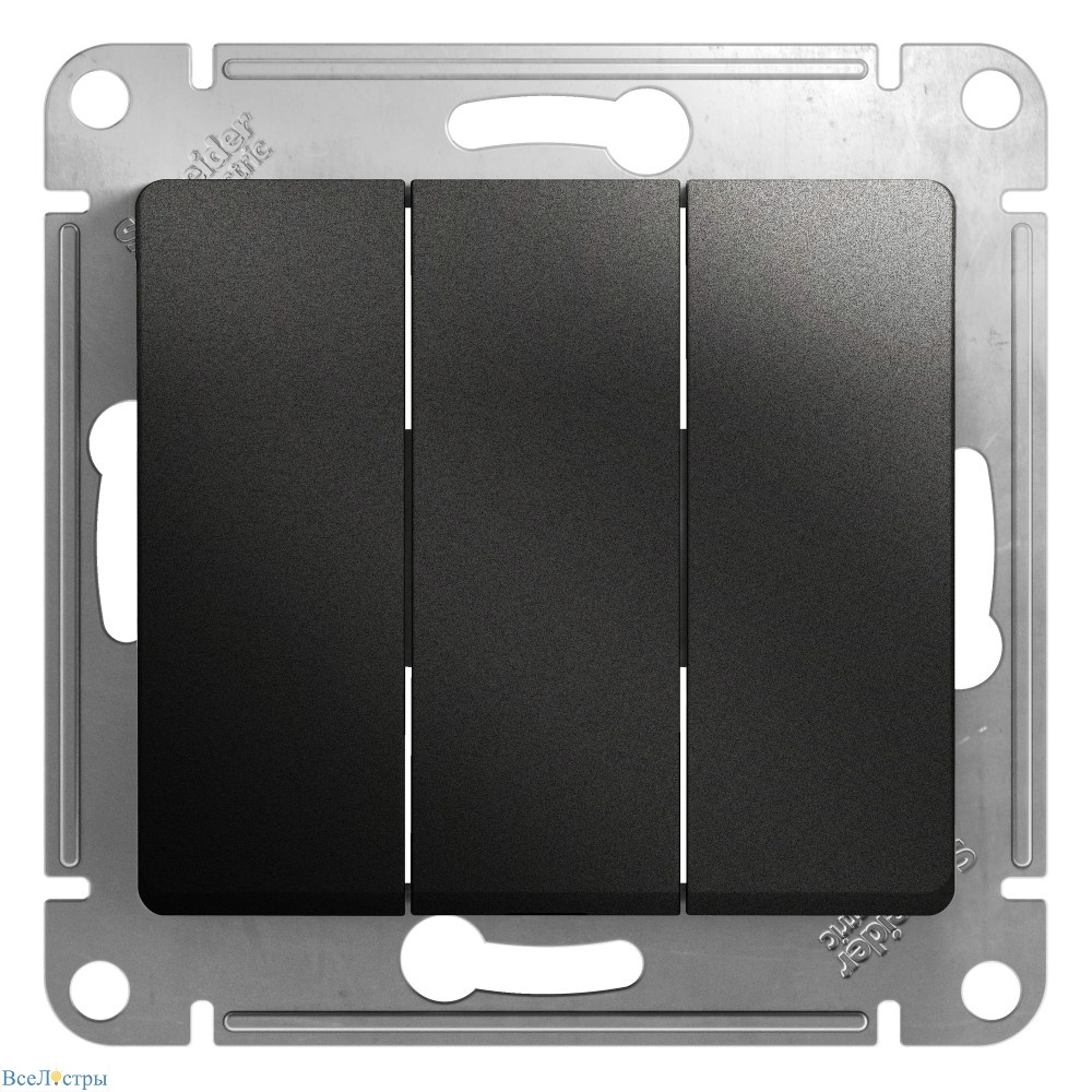 выключатель 3-клавишный сх.3, 10ax systeme electric glossa антрацит gsl000731