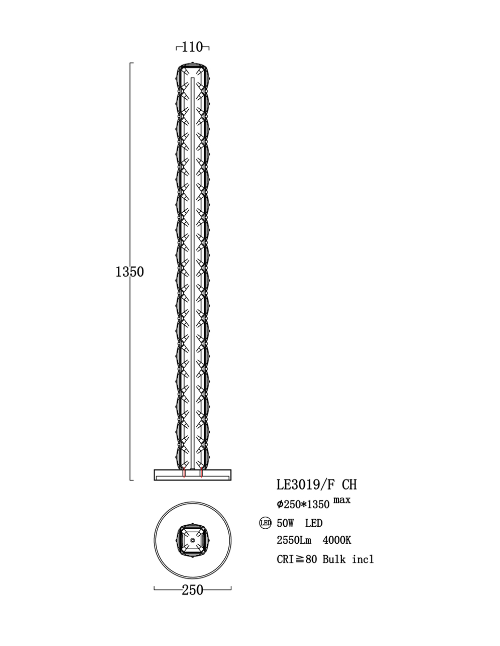 торшер montblanc le3019/1f ch