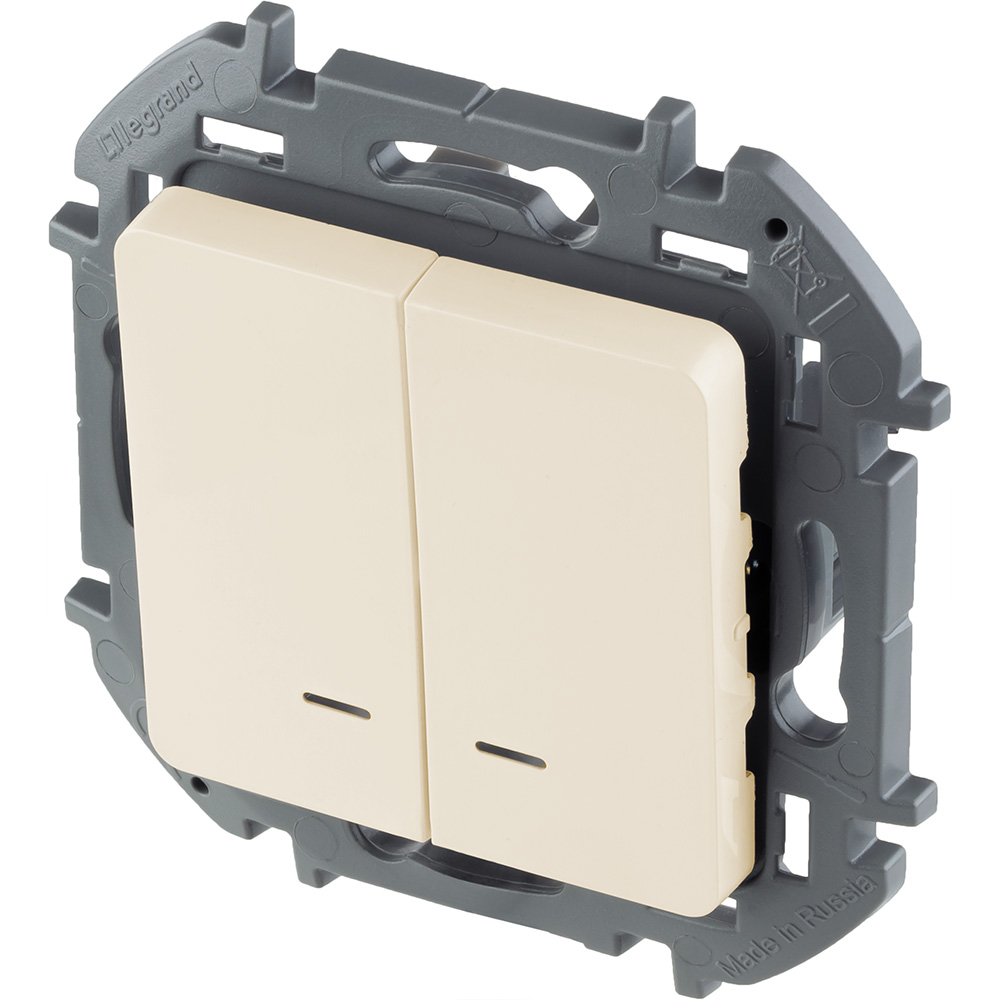 выключатель двухклавишный с подсветкой/индикацией legrand inspiria 673631