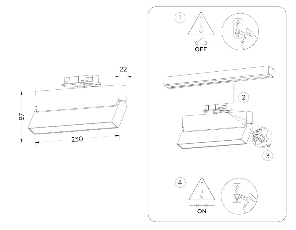 трековый однофазный светильник ambrella light track system gl6806