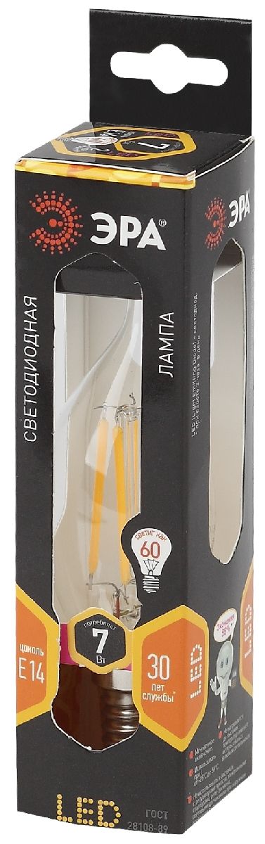 лампа светодиодная эра e14 7w 2700k f-led bxs-7w-827-e14 б0027944