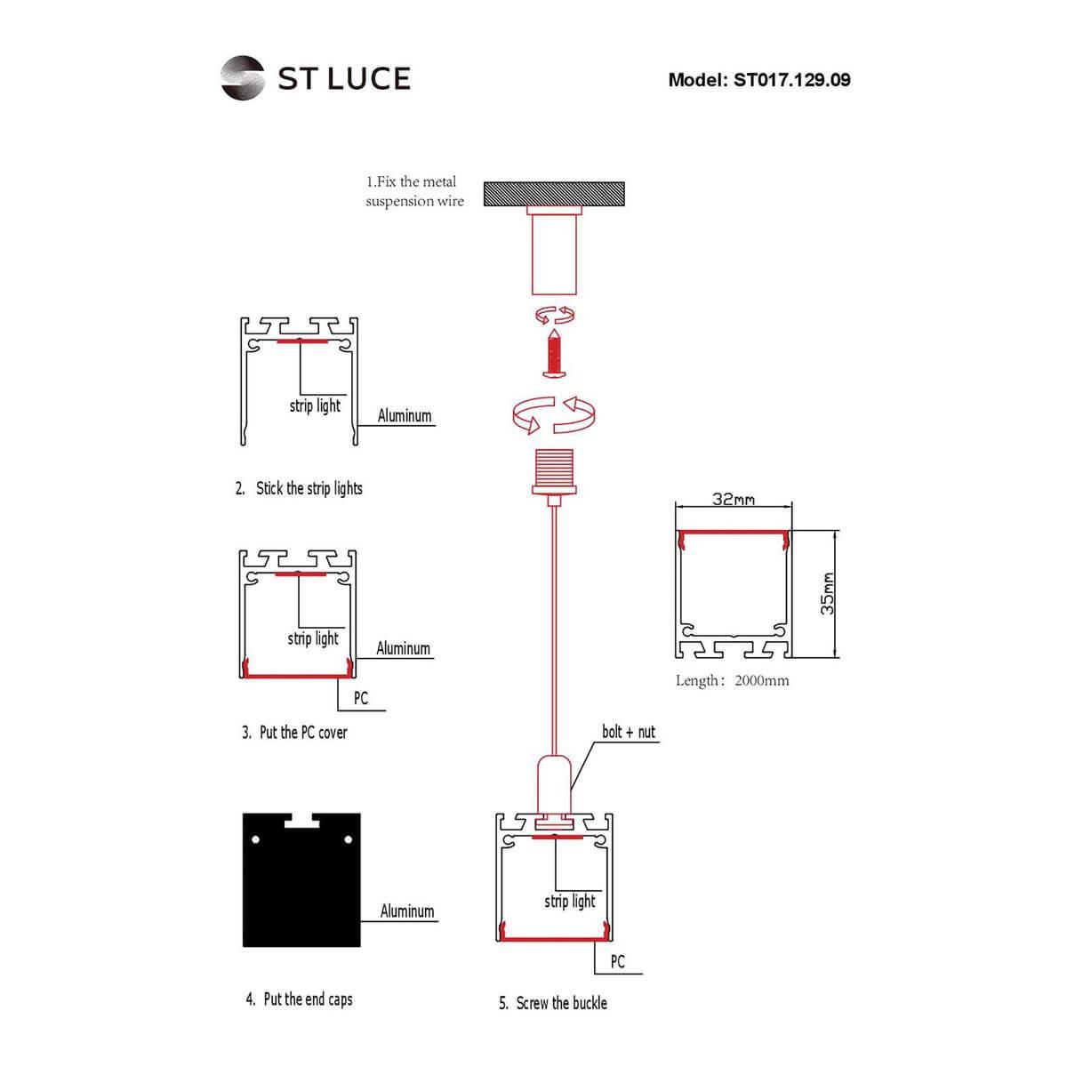 профиль с рассеивателем st-luce st017.129.09