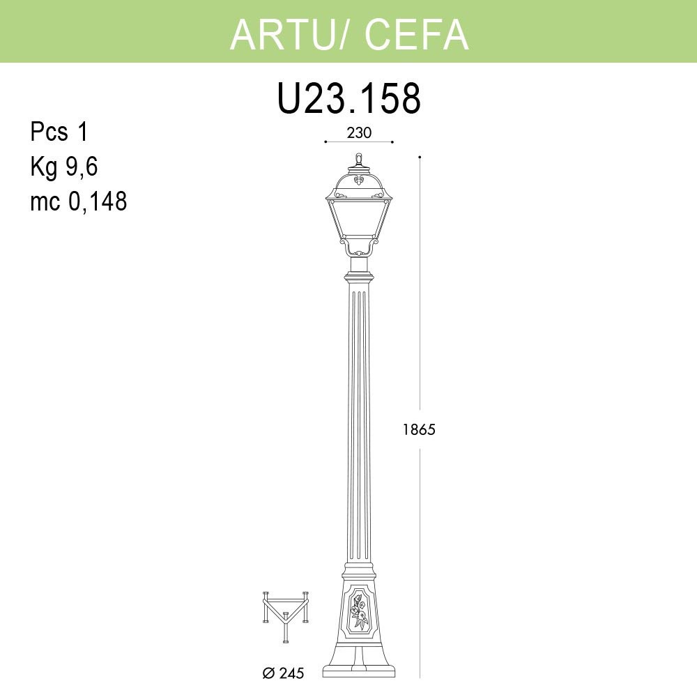 уличный фонарь fumagalli artu/cefa u23.158.000.bxf1r