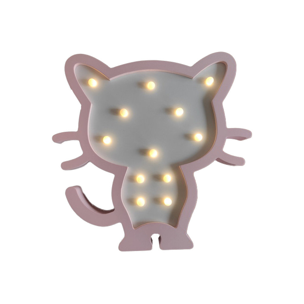 светодиодный ночник apeyron котенок теплый белый 2хааа мдф 12-173