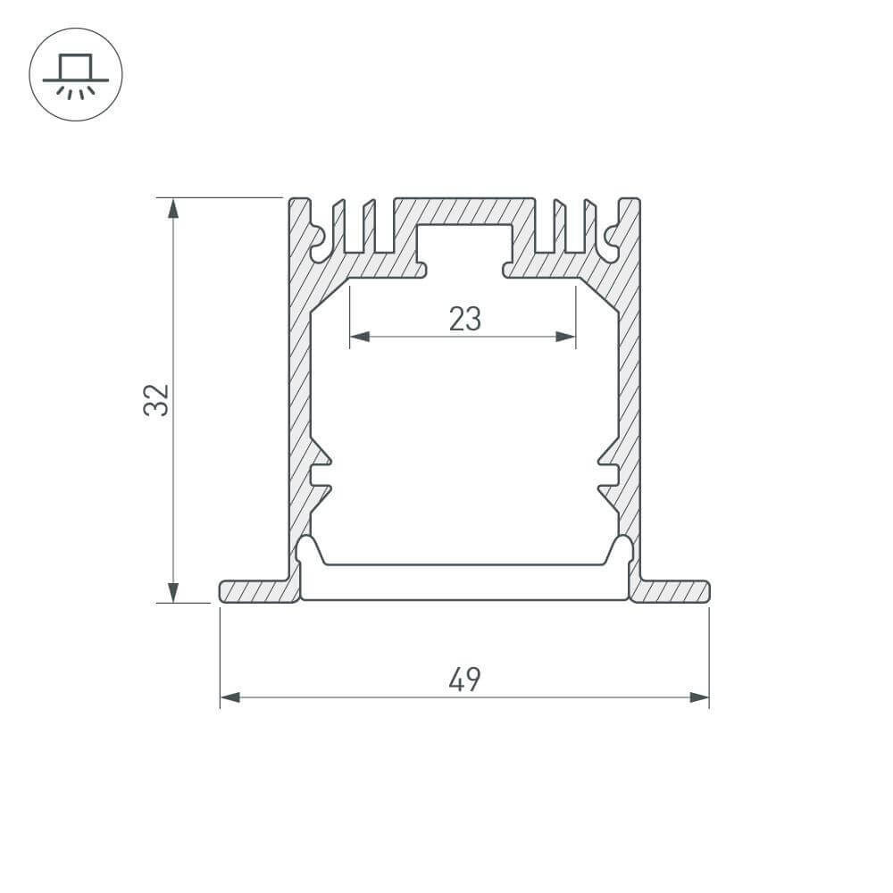 профиль arlight sl-linia49-f-2000 anod 019313