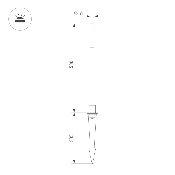 ландшафтный светильник arlight kt-canna-l500-1w warm3000 034161