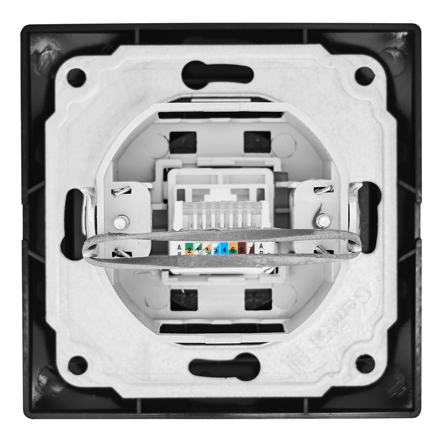 розетка компьютерная rj45 скрытой установки ip20, черная "дельта" general 477330