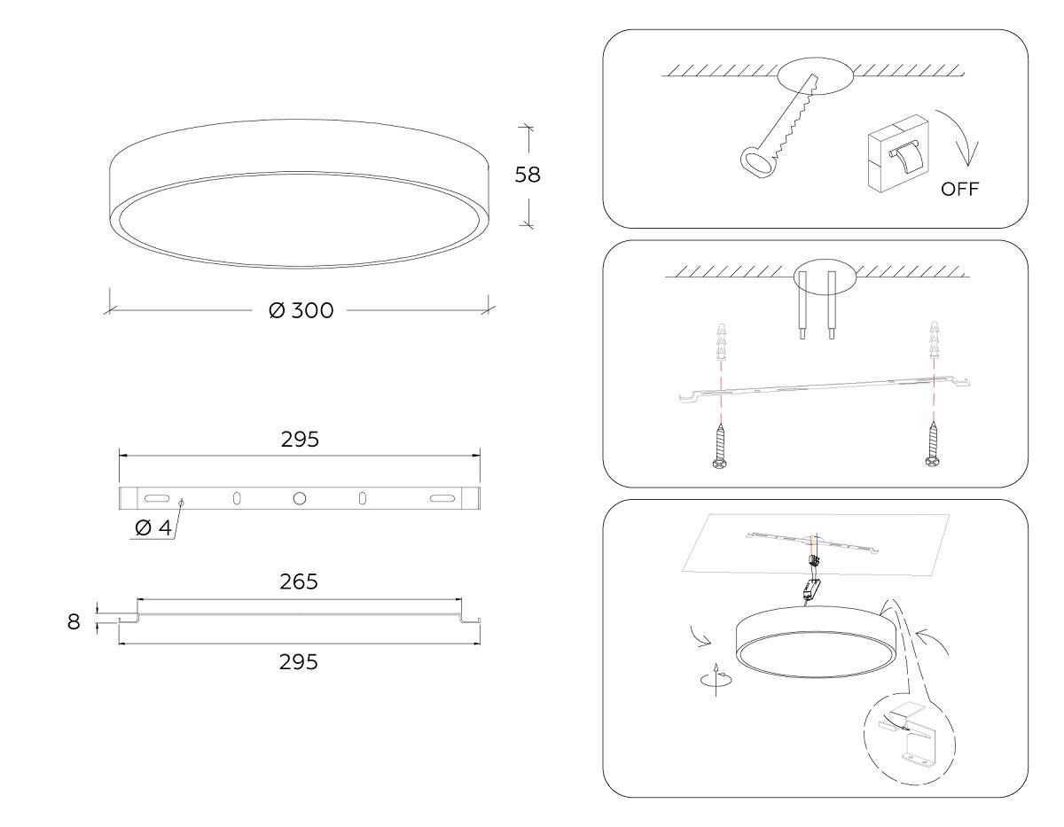 потолочный светодиодный светильник ambrella light orbital air alum fv5525