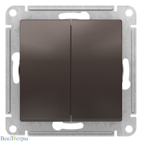 выключатель двухклавишный проходной schneider electric atlas design atn000665