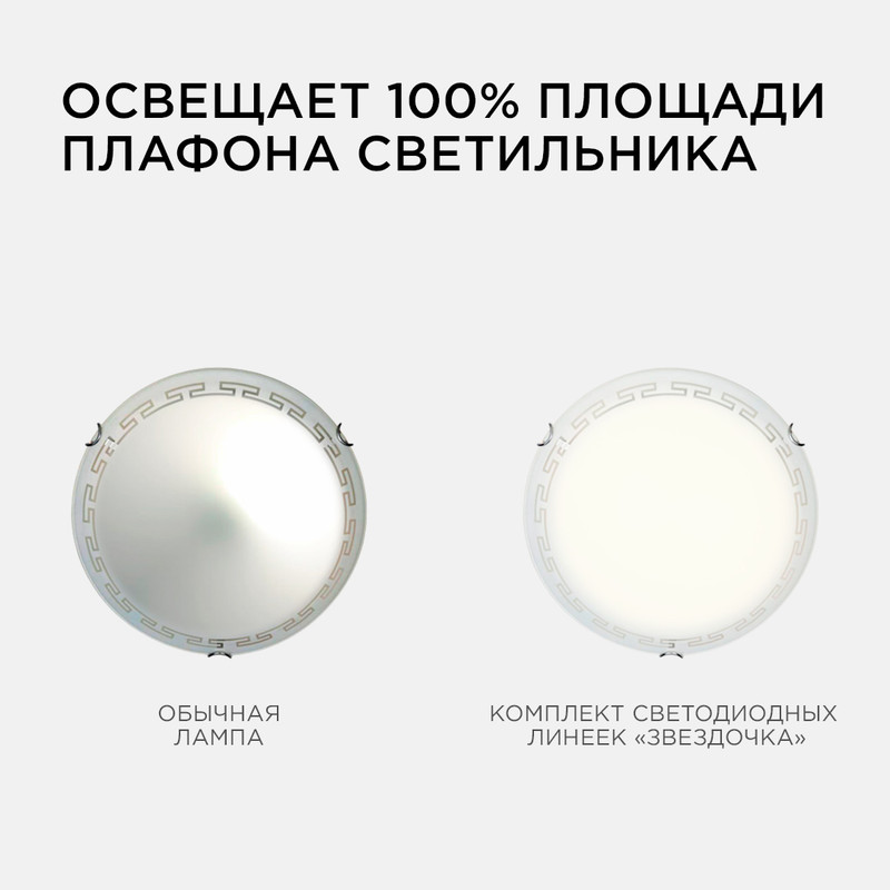 комплект светодиодных линеек apeyron звездочка 220в 5730 8вт 3000к ip30 12-16