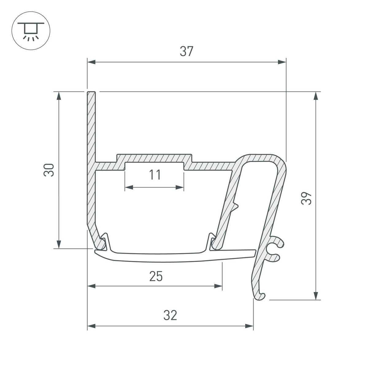 профиль arlight stretch-s-30-wall-side-2000 040702