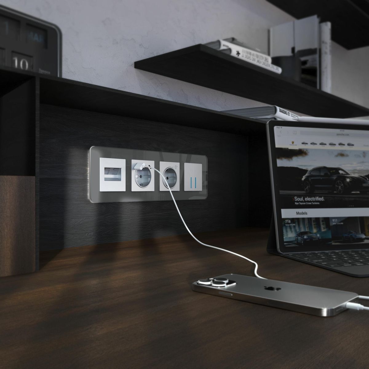 рамка из стекла на 4 поста werkel elite графит 4690389180804 w0042440