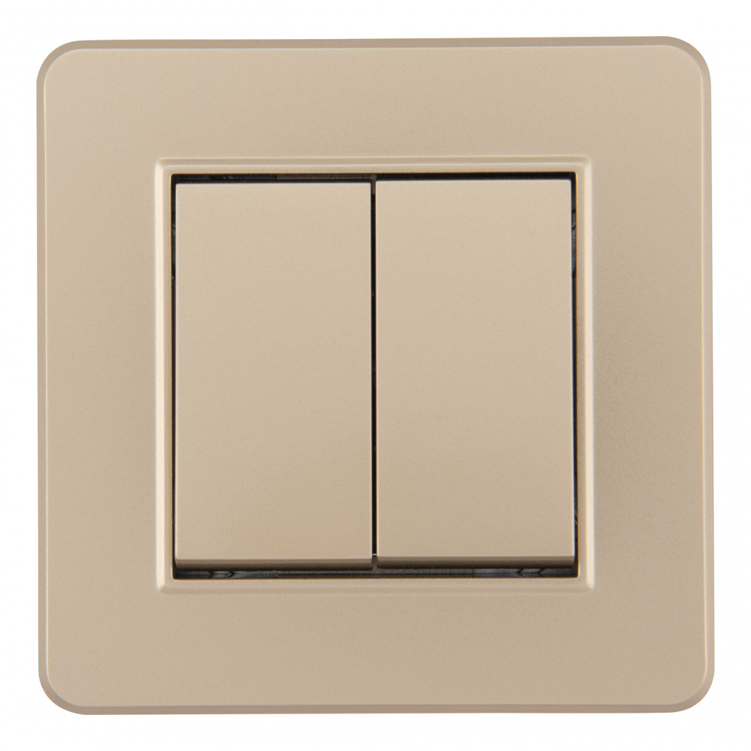 выключатель двухклавишный arte milano set16-1-30-2 shampan