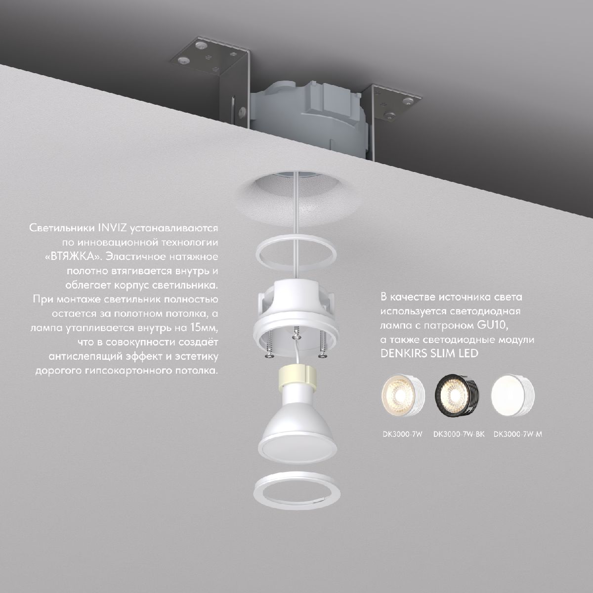 встраиваемый светильник denkirs inviz dk2080-wh