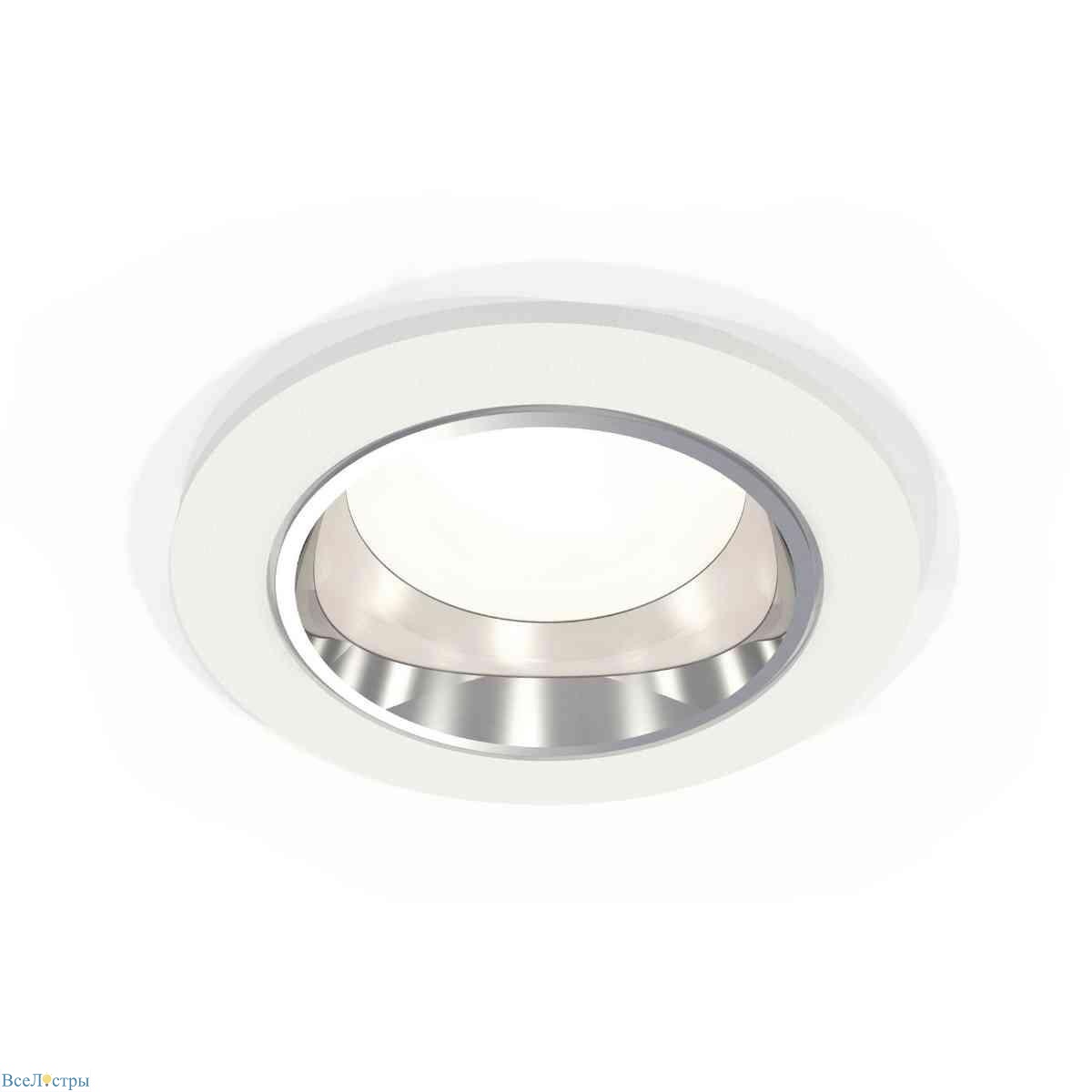 комплект встраиваемого светильника ambrella light techno spot xc6512003 swh/psl белый песок/серебро полированное (c6512, n6112)