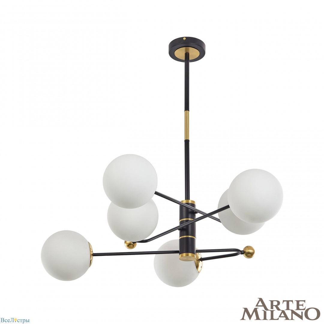 люстра на штанге arte milano 272708/6 bk/gd