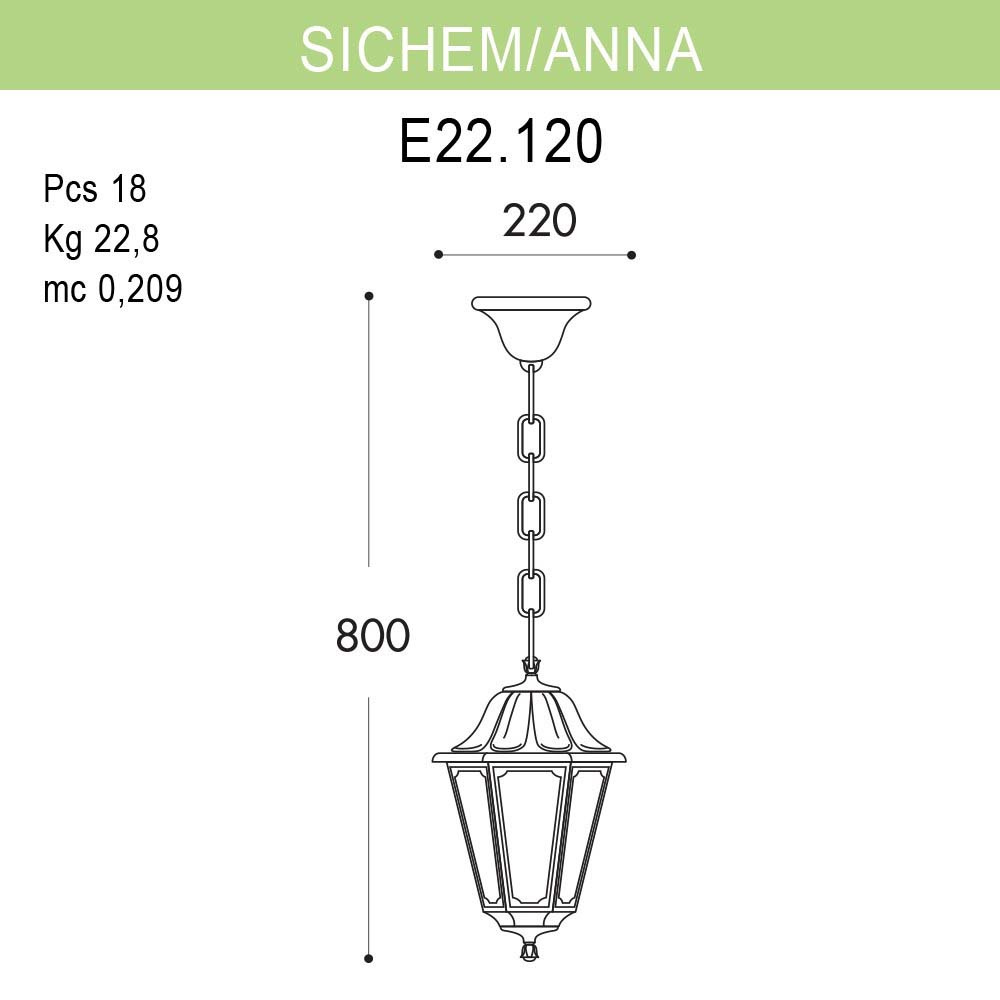 уличный подвесной светильник fumagalli sichem/anna e22.120.000.bxf1r