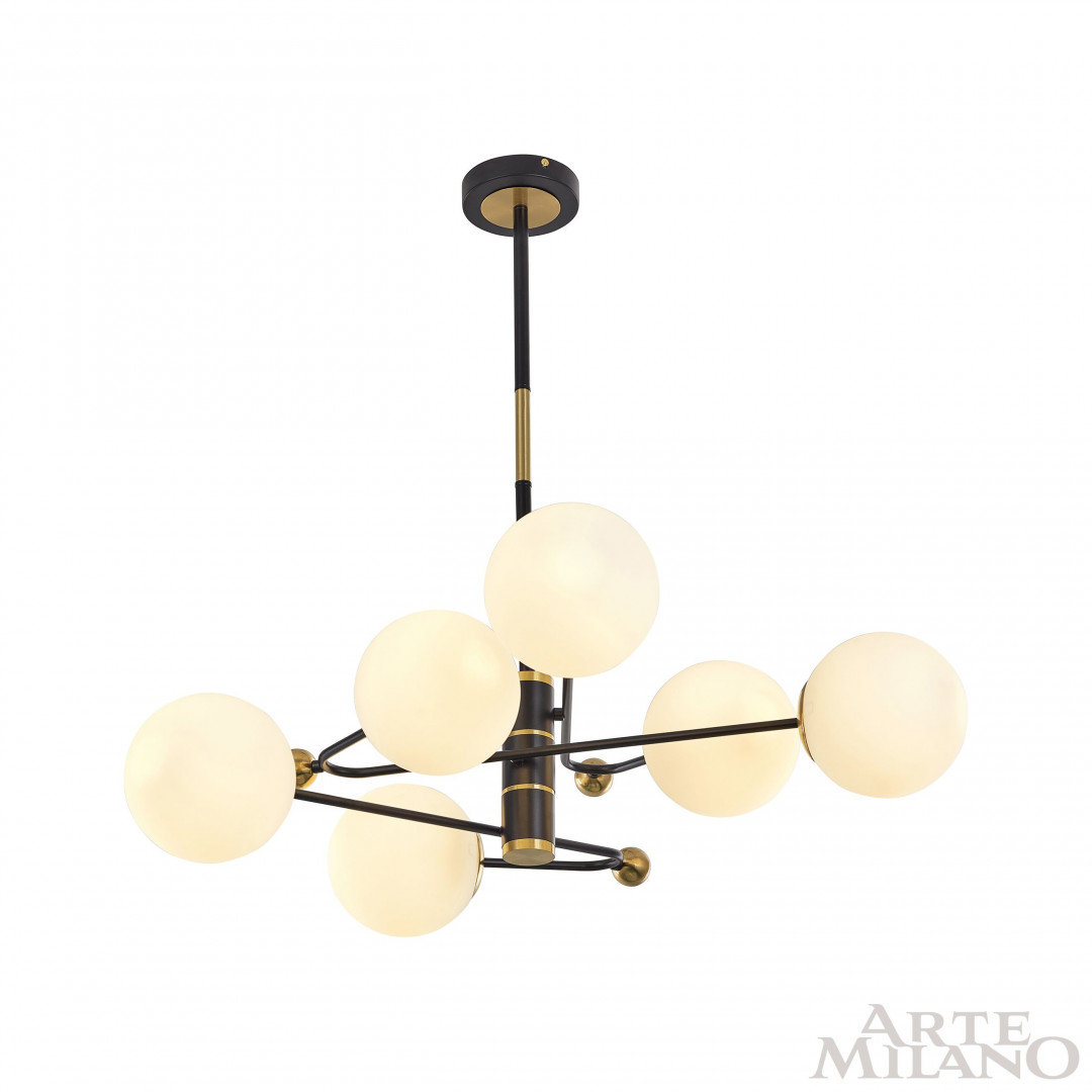 люстра на штанге arte milano 272708/6 bk/gd