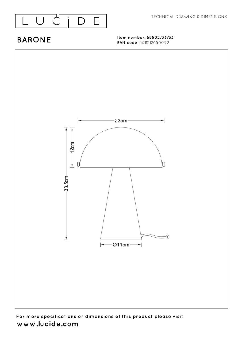 настольная лампа lucide barone 65502/33/53