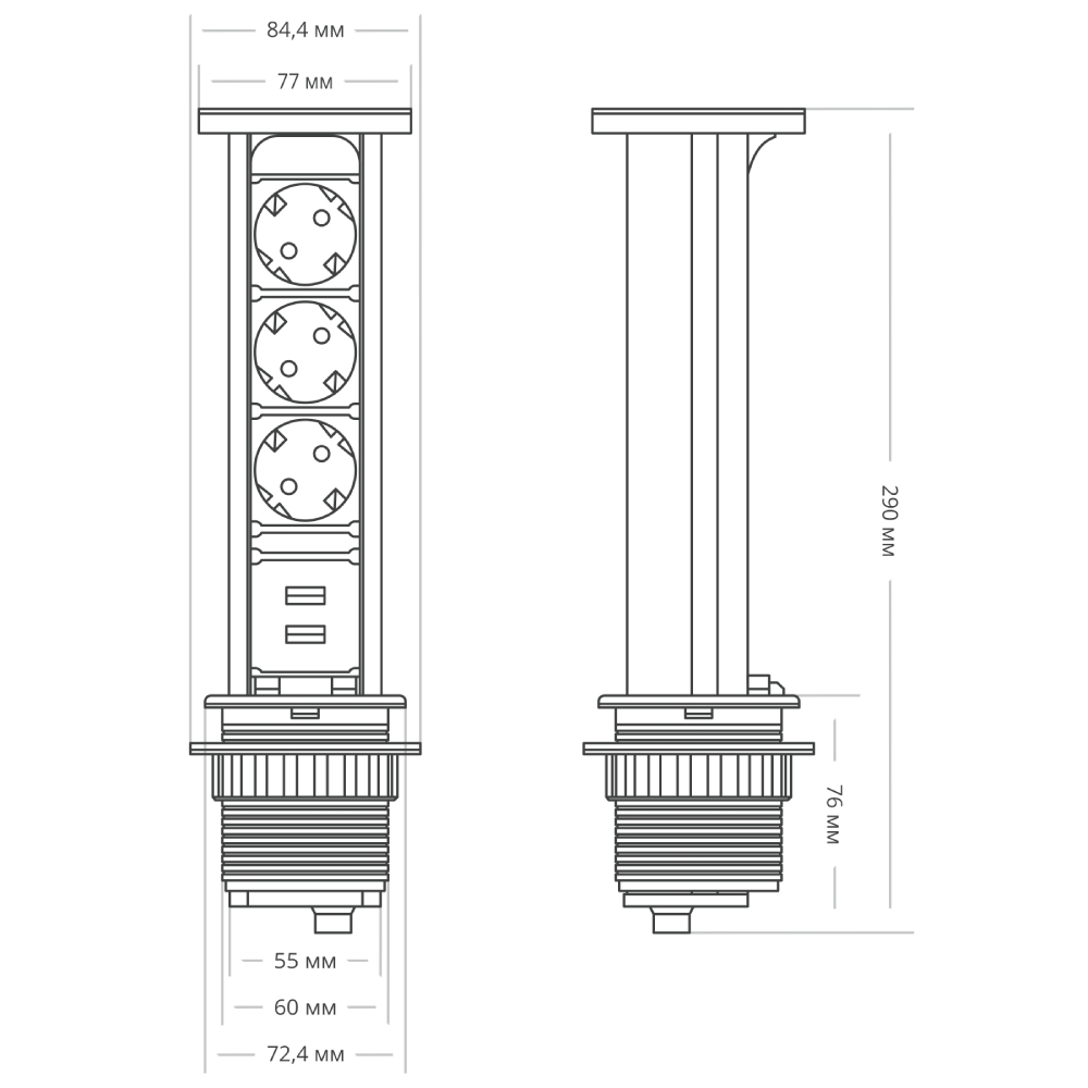 блок розеток 105w (3 секции и 2 usb) mebax 00-00001161